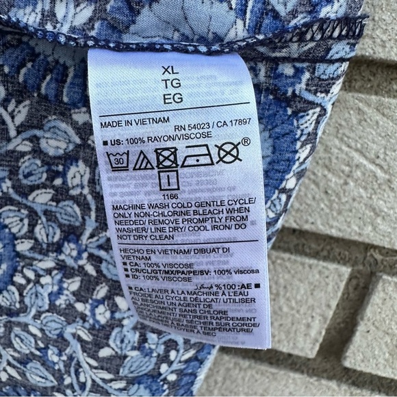 Old Navy Sleeveless Tie-Back Cutout Maxi Swing Dress Dark Sea Blue Print - Picture 13 of 14